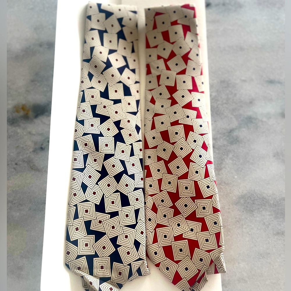 Lot of 2 Mens Tie Robert Talbott The Red Barn Tie Blue Red